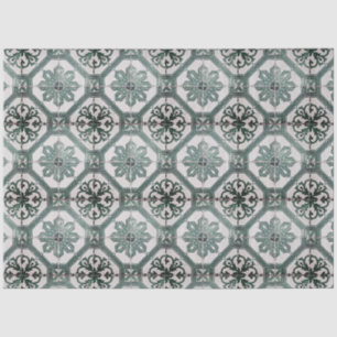 Papel De Seda Vintage Floral Delft Green Azulejo Decoupage