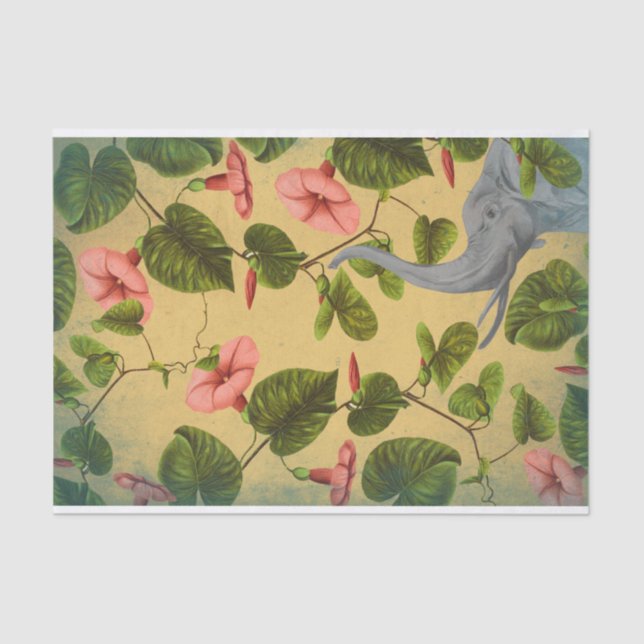 Papel De Seda Vintage Floral Elephant (Frente )