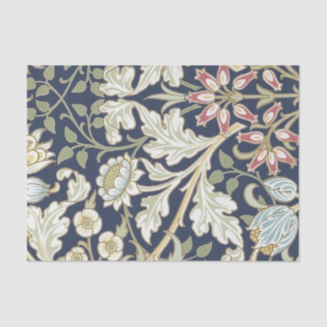 Papel De Seda Vintage Floral em Azul (Frente )