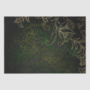 Papel De Seda Vintage Floral Grunge Damask Dourado