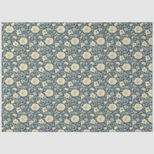 Papel De Seda Vintage Floral Marinho e Cream Botânico