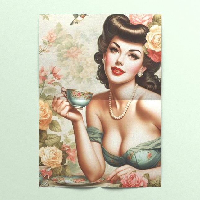 Papel De Seda Vintage Floral Pin Up (Criador carregado)