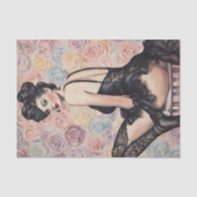 Vintage Floral Pinup Lace Decoupage Paper