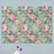 Vintage Floral Rosa Aqua Decoupage
