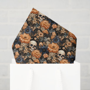 Papel De Seda Vintage Floral Skull Halloween