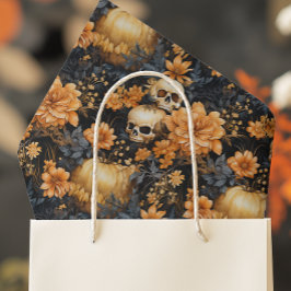 Papel De Seda Vintage Floral Skull Halloween