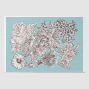 Papel De Seda Vintage Floral Turquoise Blue Modern Wedn Wedn