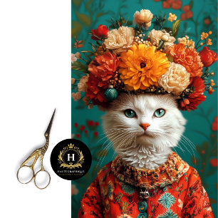 Papel De Seda Vintage Floral White Cat Decoupage