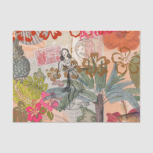 Papel De Seda Vintage Flowers Hula Colorful Hawaiian Tropical