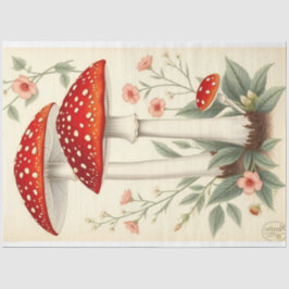 Papel De Seda Vintage Fly Agaric Red Mushroom Decoupage