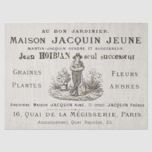 Papel De Seda Vintage França Gardener Typografia Farmer Paris A