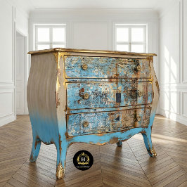 Papel De Seda Vintage França Rustic Blue Brown Floral Decoupage