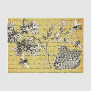 Papel De Seda Vintage French Bee and Flower Decoupage