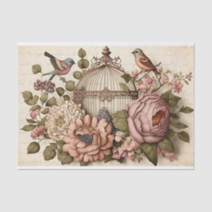 Papel De Seda Vintage French Birdcage, borboletas,