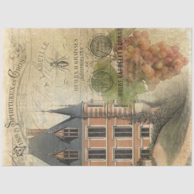 Papel De Seda Vintage French Chateau Graphics Decoupage (Frente )
