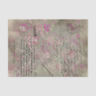 Papel De Seda Vintage French Inspirou Roxo/Tecido Prateado