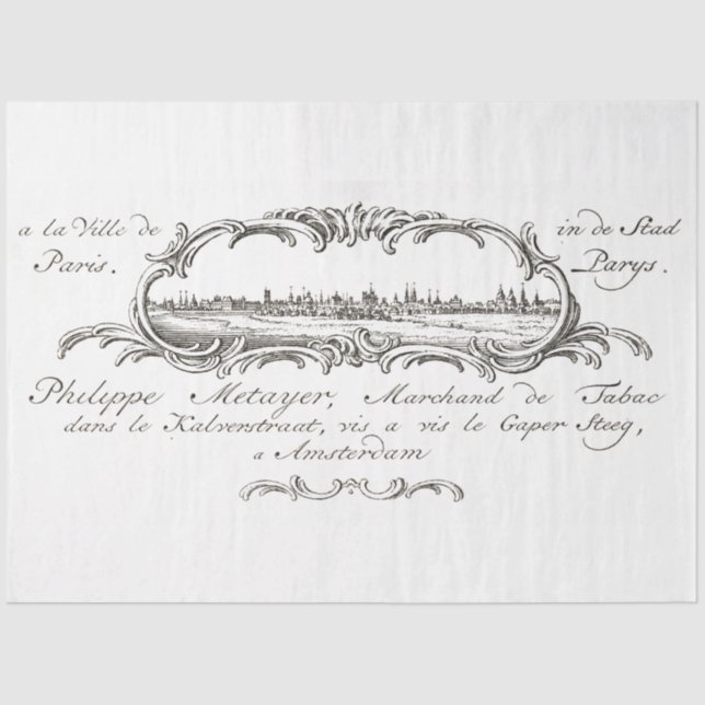 Papel De Seda Vintage French Paris Script Decoupage Ephemera (Frente )