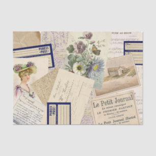 Papel De Seda Vintage French Postcard Beach Floral Collage