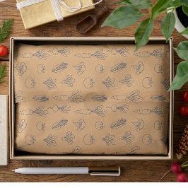 Papel De Seda Vintage Fruit and Vegetables Pattern Tissue Paper 