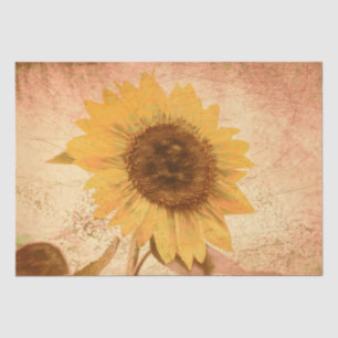 Papel De Seda Vintage Giant Sunflower Sepia Brown Yellow Texture