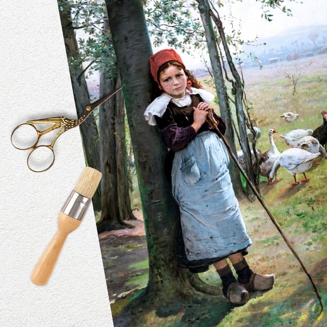 Papel De Seda Vintage Girl Geese (Criador carregado)