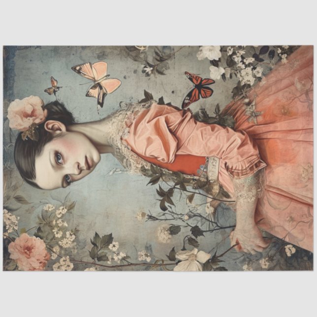 Papel De Seda Vintage Girl maravilhosamente esquisita (Frente )