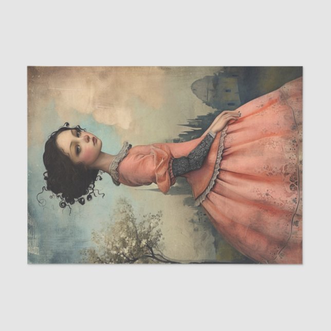 Papel De Seda Vintage Girl maravilhosamente esquisita (Frente )