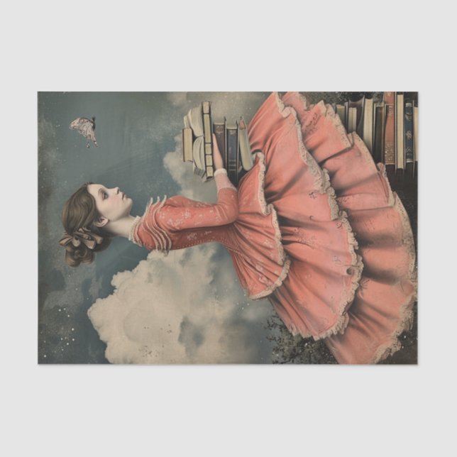 Papel De Seda Vintage Girl maravilhosamente esquisita (Frente )