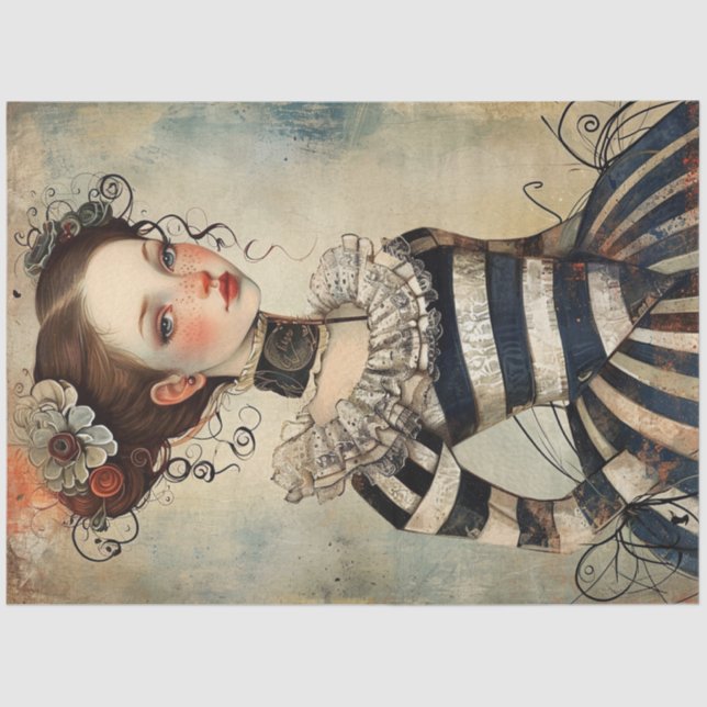 Papel De Seda Vintage Girl maravilhosamente esquisita (Frente )