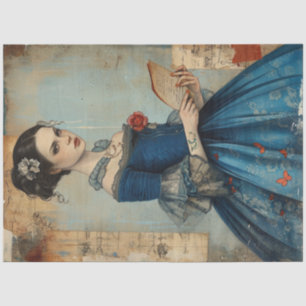 Papel De Seda Vintage Girl maravilhosamente esquisita