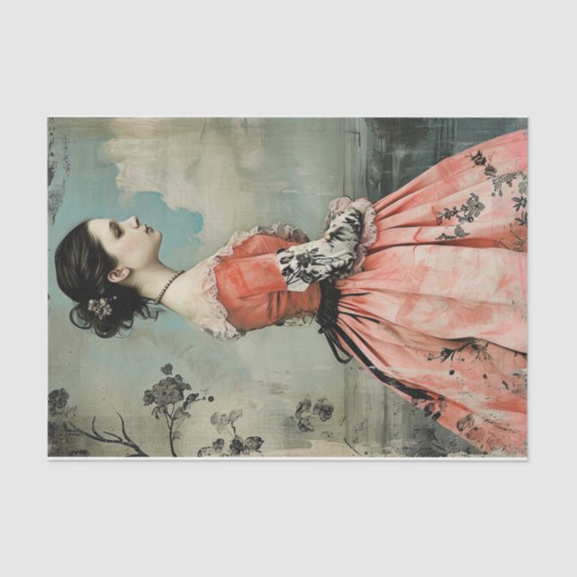 Papel De Seda Vintage Girl maravilhosamente esquisita (Frente )