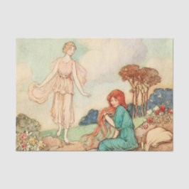 Papel De Seda Vintage Girls Red Hair Princess Decoupage