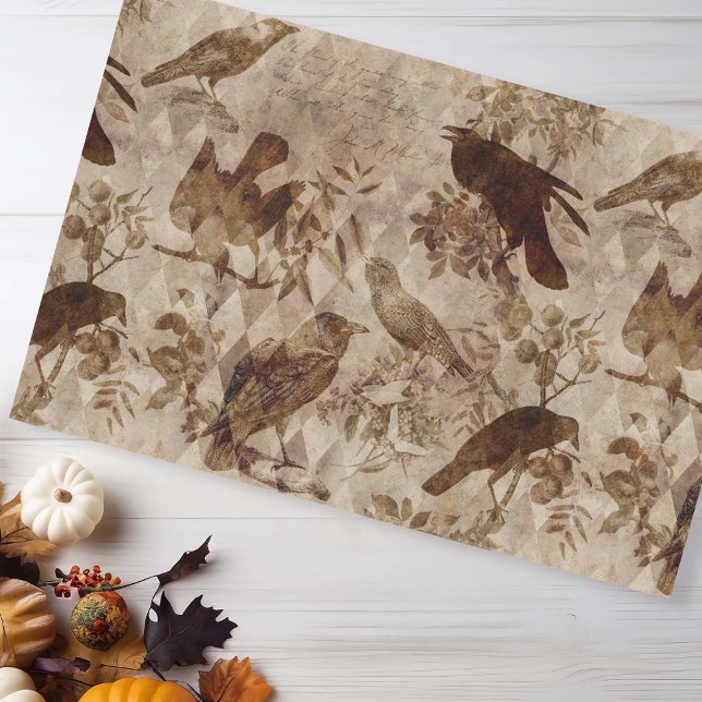 Papel De Seda Vintage Gótico Decoupage Crow Raven (Criador carregado)