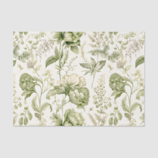 Papel De Seda Vintage Green Botanical