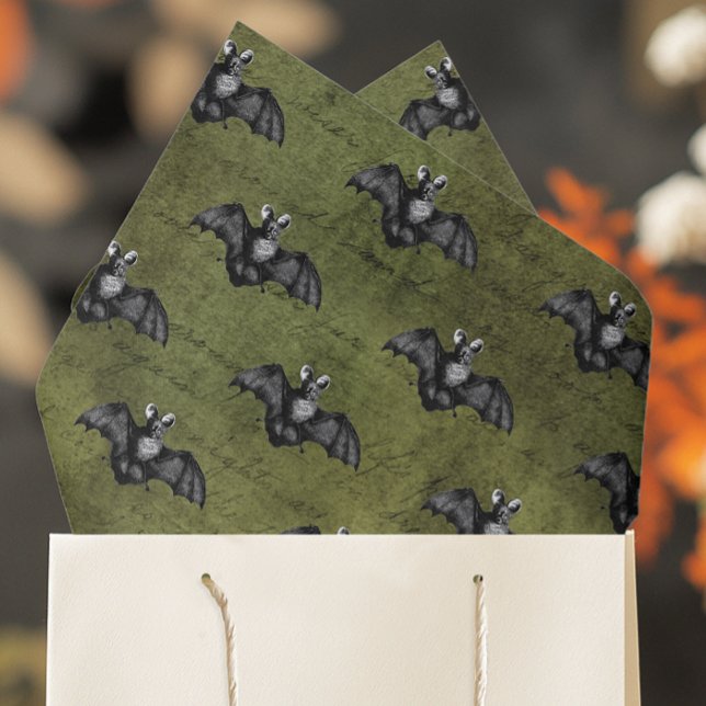 Papel De Seda Vintage Halloween Bats (Vintage Spooky Tissue Paper for Halloween Gifts and Crafts)