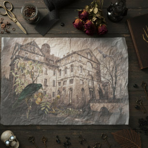 Papel De Seda Vintage Halloween Decoupage Assombrada Casa