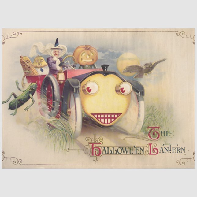 Papel De Seda Vintage Halloween Lanterna dá saudações (Frente )