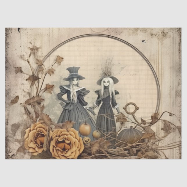 Papel De Seda Vintage Halloween Witchcraft (12) (Frente )
