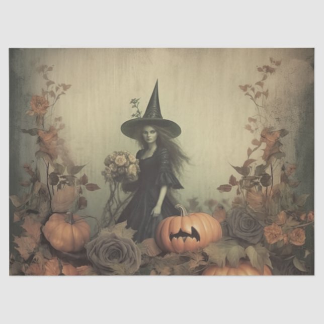 Papel De Seda Vintage Halloween Witchcraft (3) (Frente )