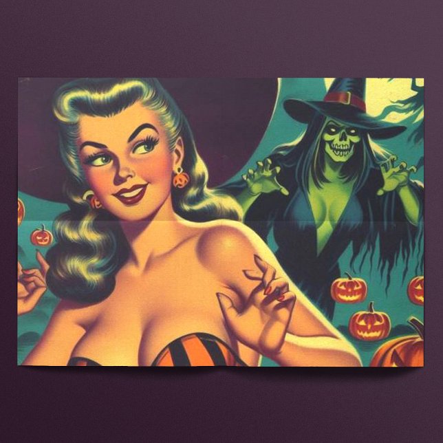 Papel De Seda Vintage Halloween Witeen Pin Up (Criador carregado)