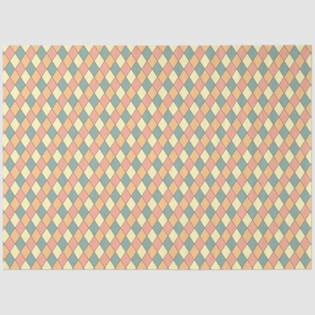 Papel De Seda Vintage Harlequine Diagonal em Pastéis (Frente )
