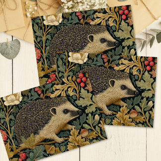 Papel De Seda Vintage Hedgehog Forest Floral William Morris 