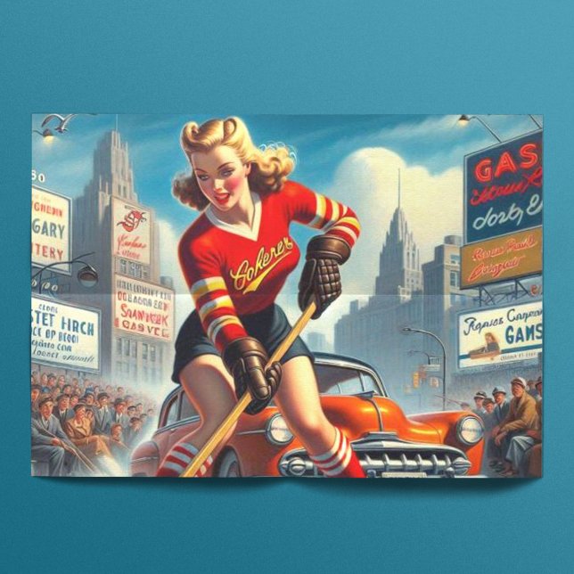 Papel De Seda Vintage Hockey Girl (Criador carregado)