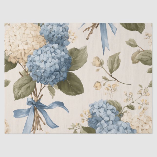 Papel De Seda Vintage Hydrangea Bouquet Pattern (Frente )