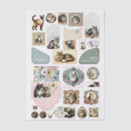 Papel De Seda Vintage Inspired Collection of Cat Themed Ephemera