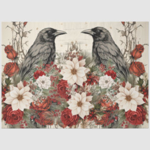 Papel De Seda Vintage inspirou natal Floral Ravens