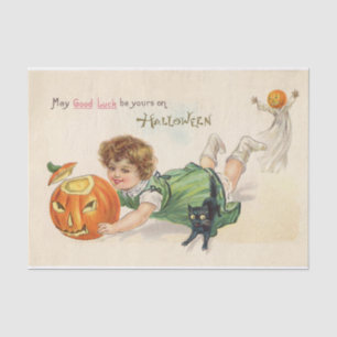 Papel De Seda Vintage Jack O' Lanterna Halloween Boa Sorte