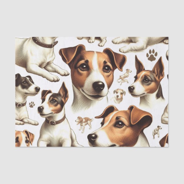 Papel De Seda Vintage Jack Russell Terrier Seamless (Frente )