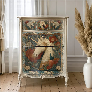 Papel De Seda Vintage Jade Floral William Morris Style Unicorn