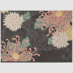 Papel De Seda Vintage Japonês Chrysanthemum Floral 2 Decoupage